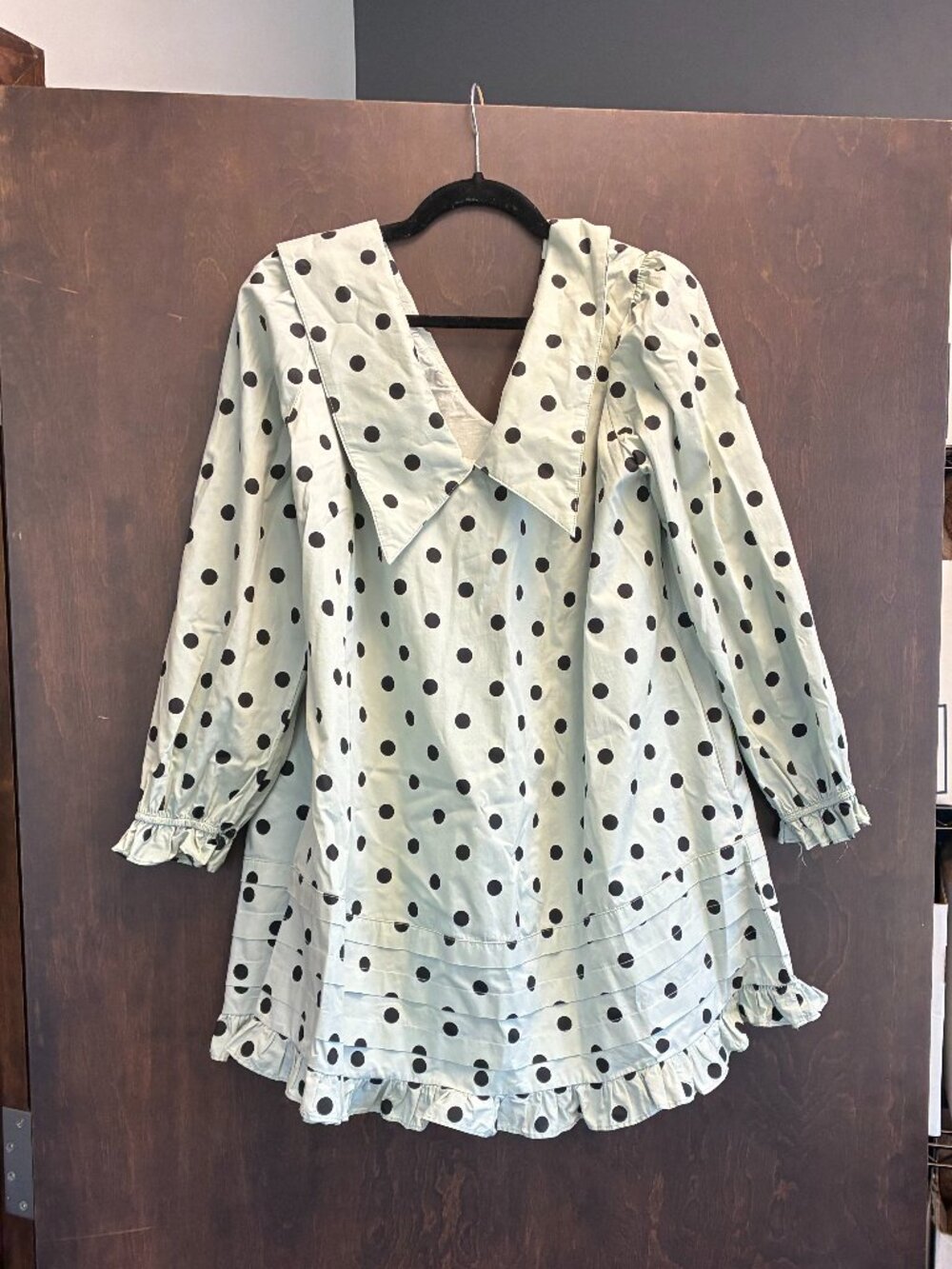 Lisa Says Gah- leigh dress polka mini dress with ruffle trim - Size Medium
